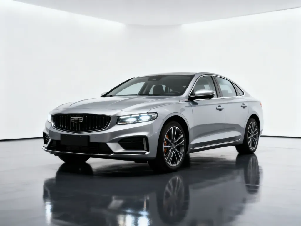 Srebrna Skoda Octavia III w ujęciu z przodu na minimalistycznym, studyjnym tle.